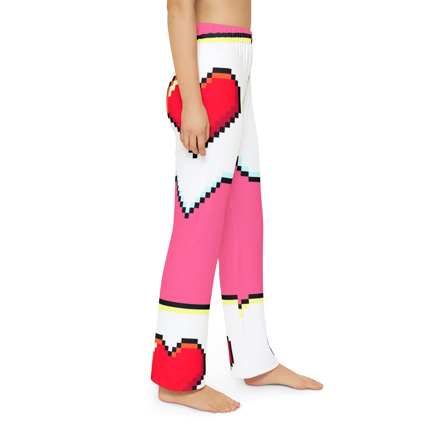 Pixel Heart Kids Lounge Pants, Cozy Pajama Bottoms, Fun Sleepwear for Kids image 0