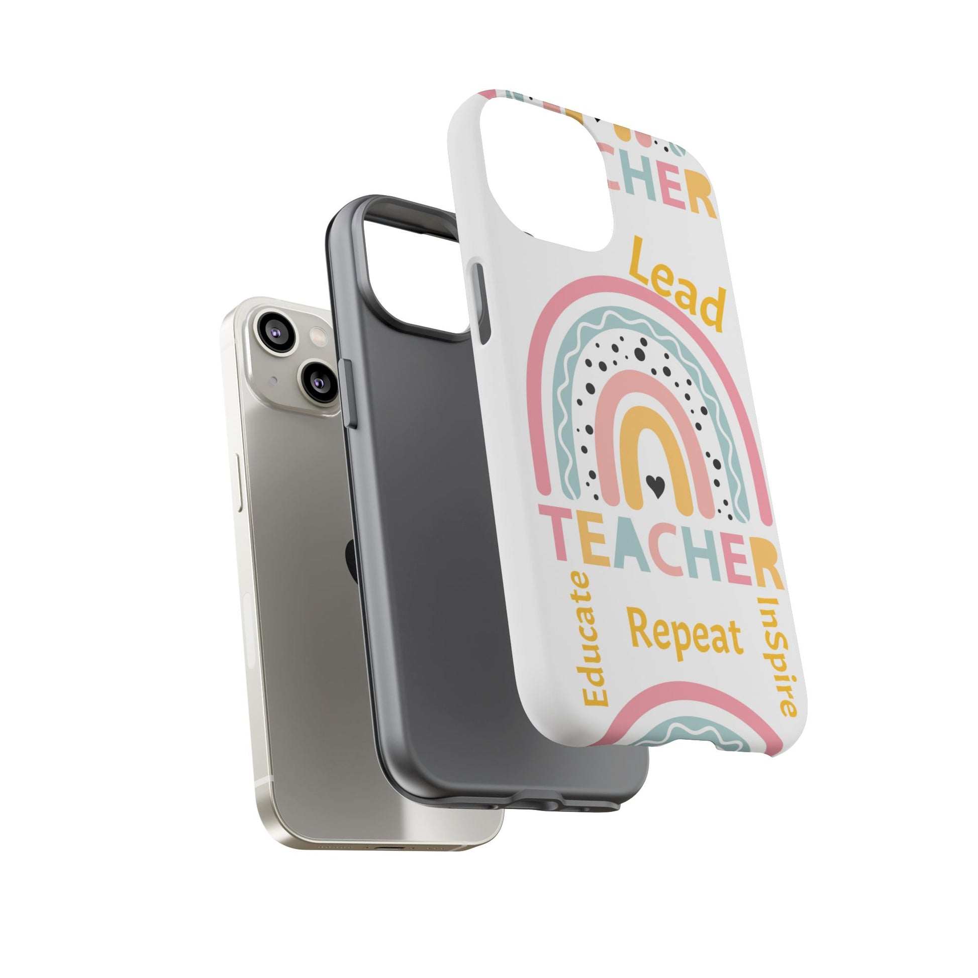 Teacher Phone Case - Inspire, Lead, Educate - Cute Rainbow Design, Teacher Gift image 1