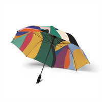 Colorful foldable umbrella with semi-automatic open, compact travel size, and durable polyester canopy