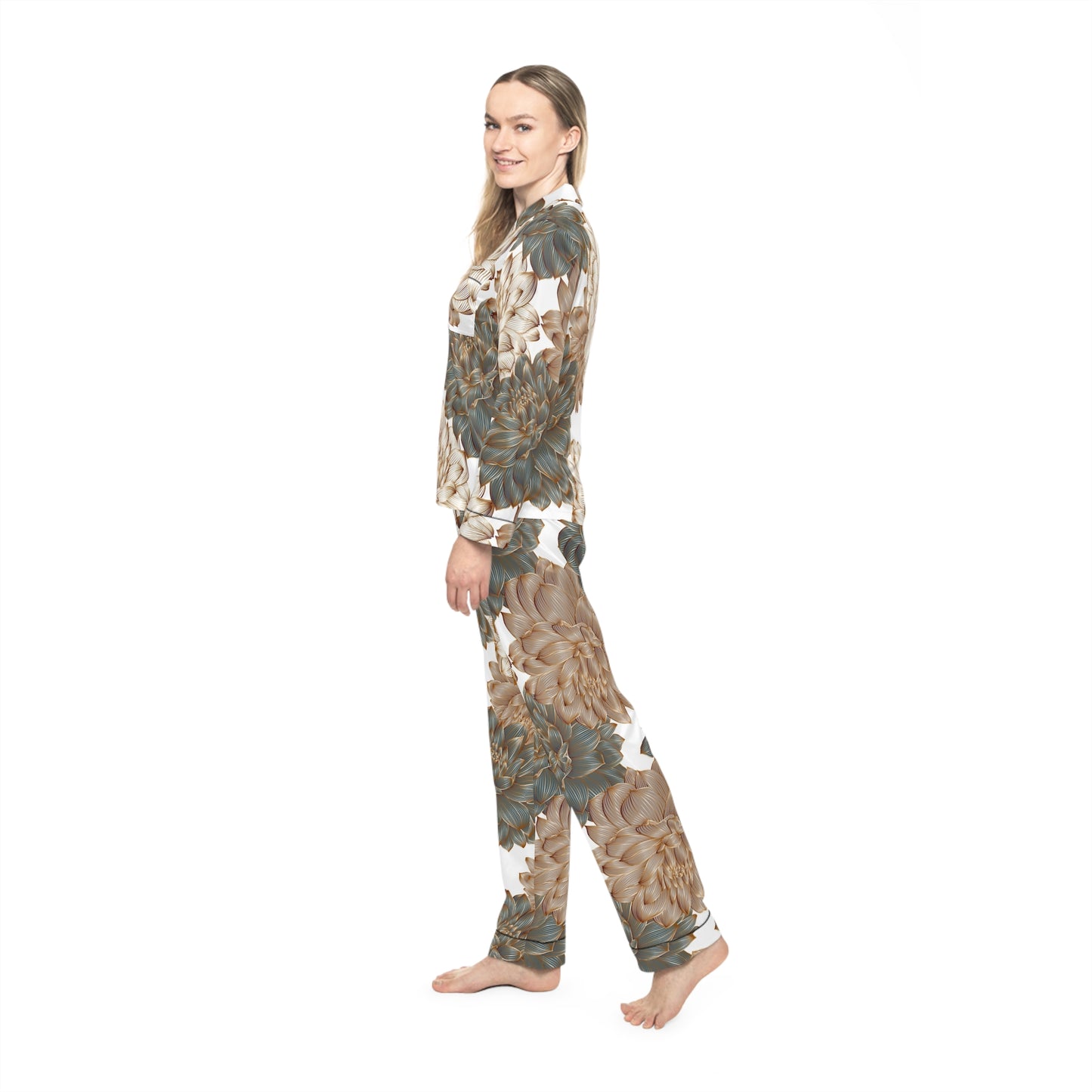 Elegant Floral Women's Satin Pajamas, Luxury Sleepwear, Perfect Gift for Her image 2