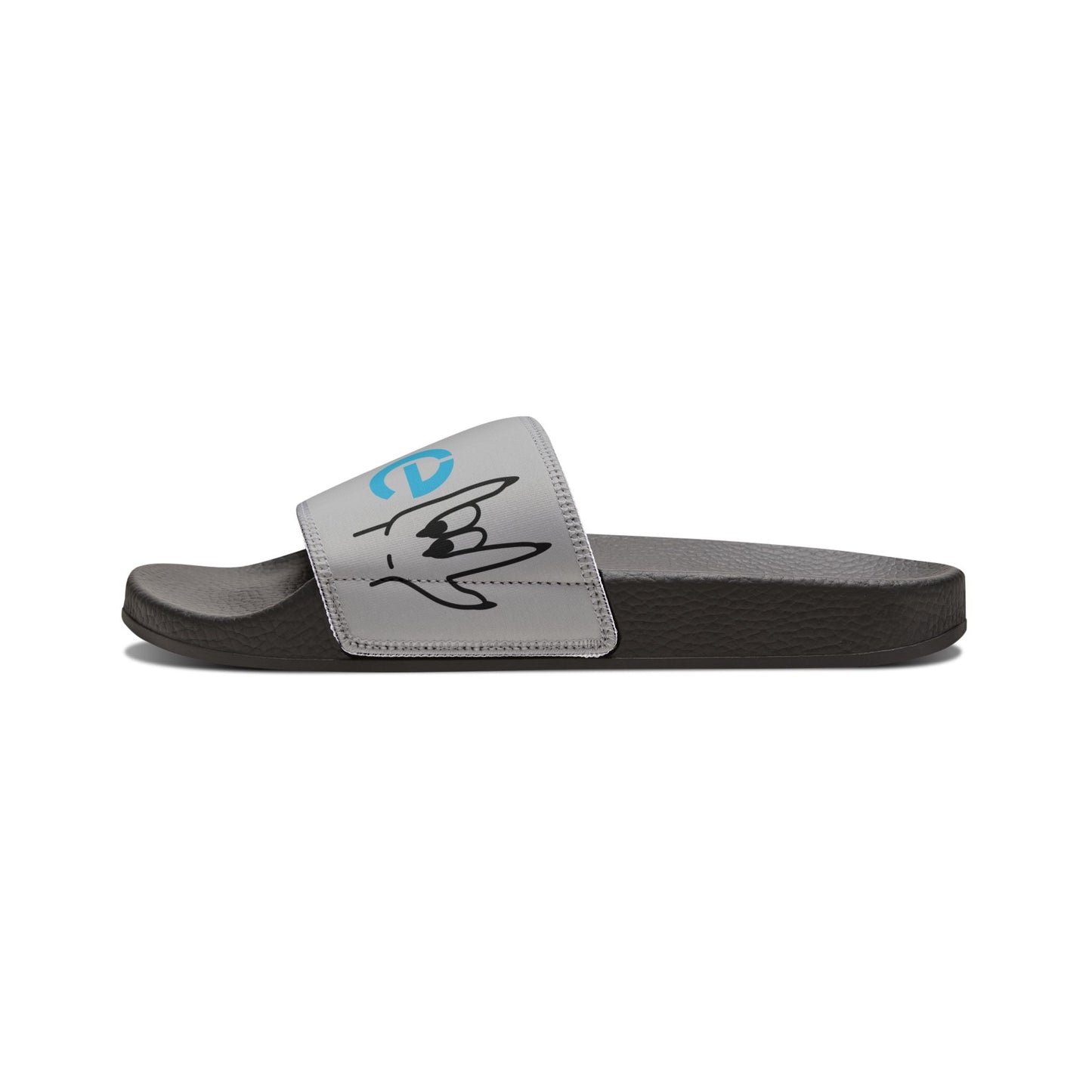 Women's removable-strap sandal with black sole and grey customized printed strap