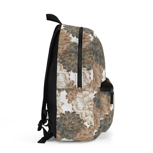 Vintage & Luxurious Backpack With Golden Flowers Design | Stylish Bag for Adults image 1