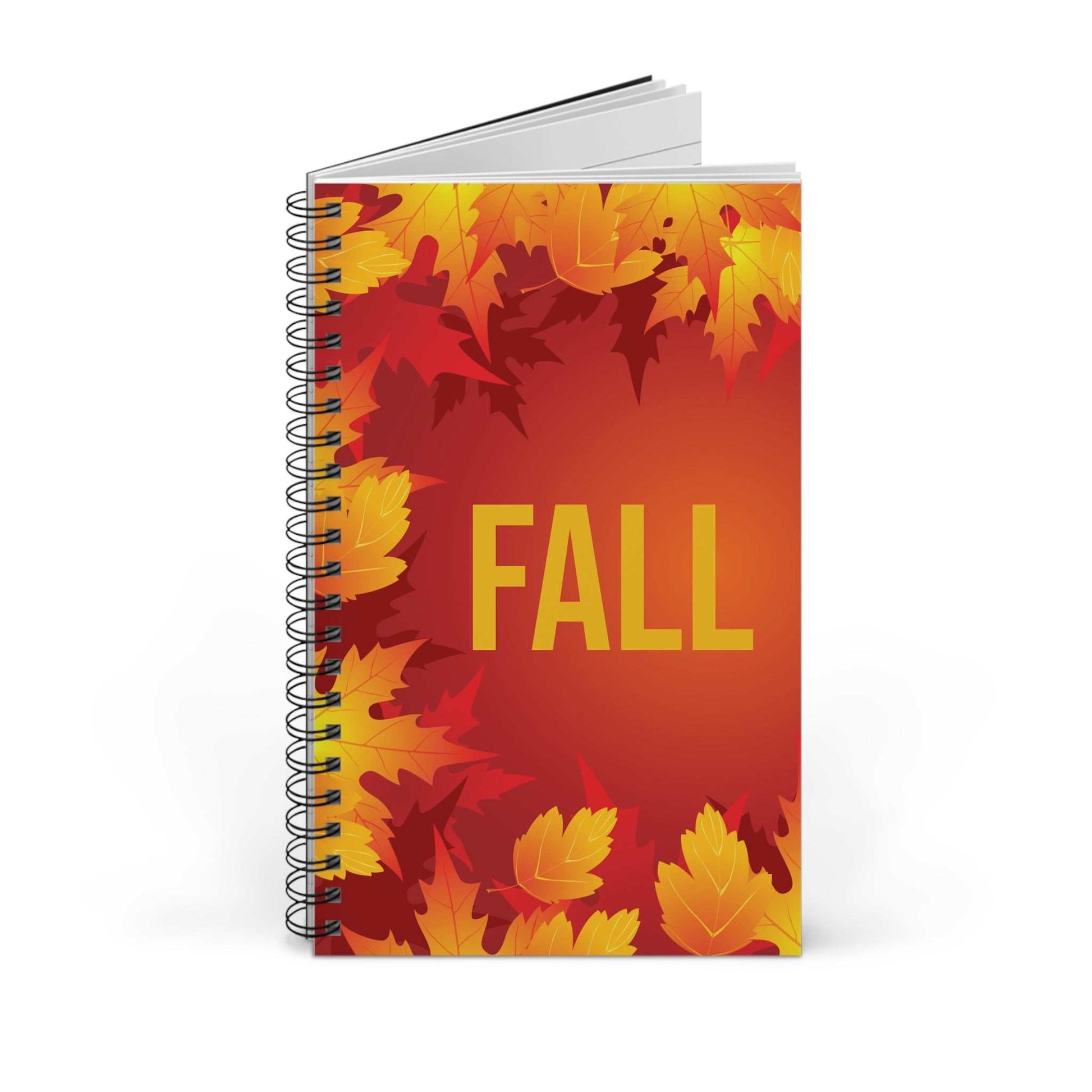 Fall Holiday Spira|Notebook with vibrant autumn leaf design and spiral binding, semi-gloss laminated cover for durability