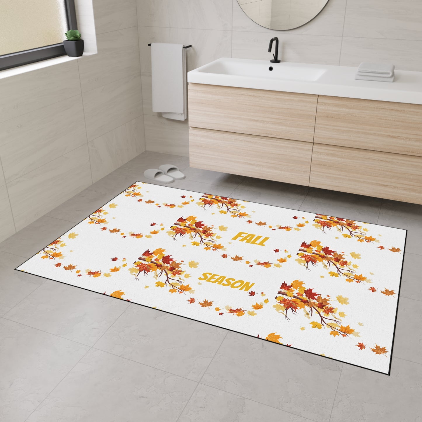 Autumn Leaves Floor Mat, Seasonal Home Decor, Fall Welcome Mat, Outdoor Rug image 0