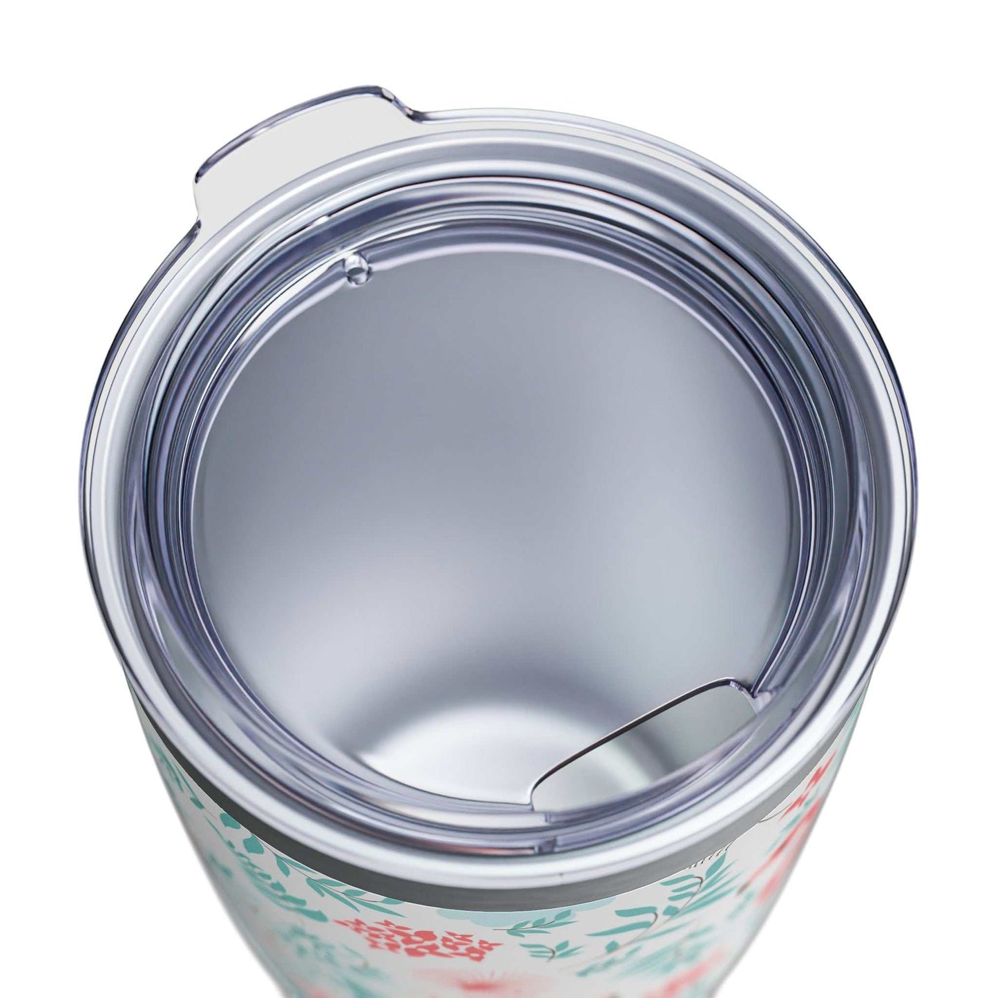 Colorful Landscape Tumbler 20oz with spill-resistant lid and ribbed bottom for grip