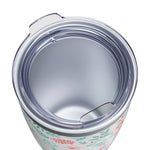 Colorful Landscape Tumbler 20oz with spill-resistant lid and ribbed bottom for grip