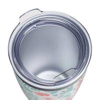 Colorful Landscape Tumbler 20oz with spill-resistant lid and ribbed bottom for grip