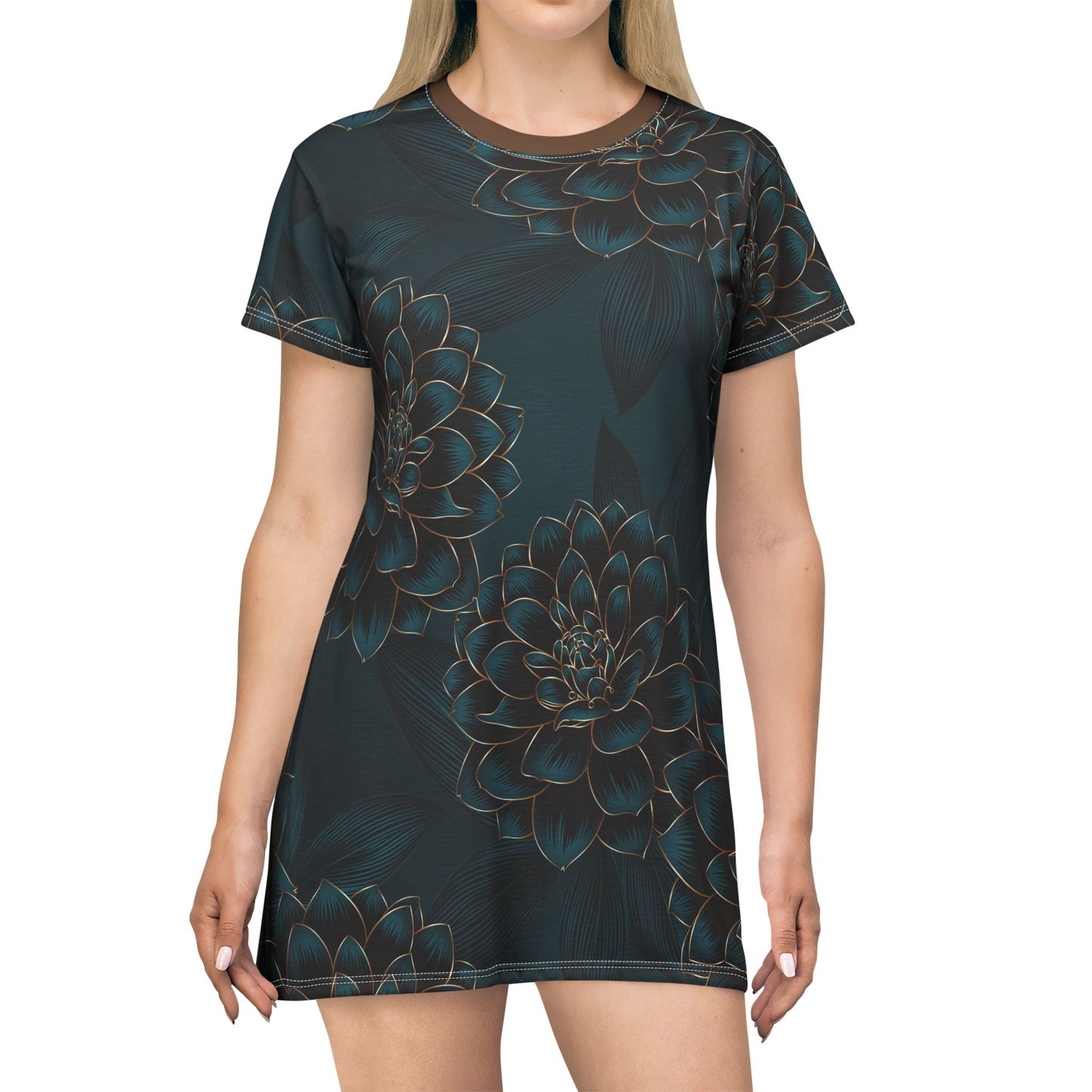 Floral Pattern T-Shirt Dress, Casual Summer Dress, Everyday Wear image 0