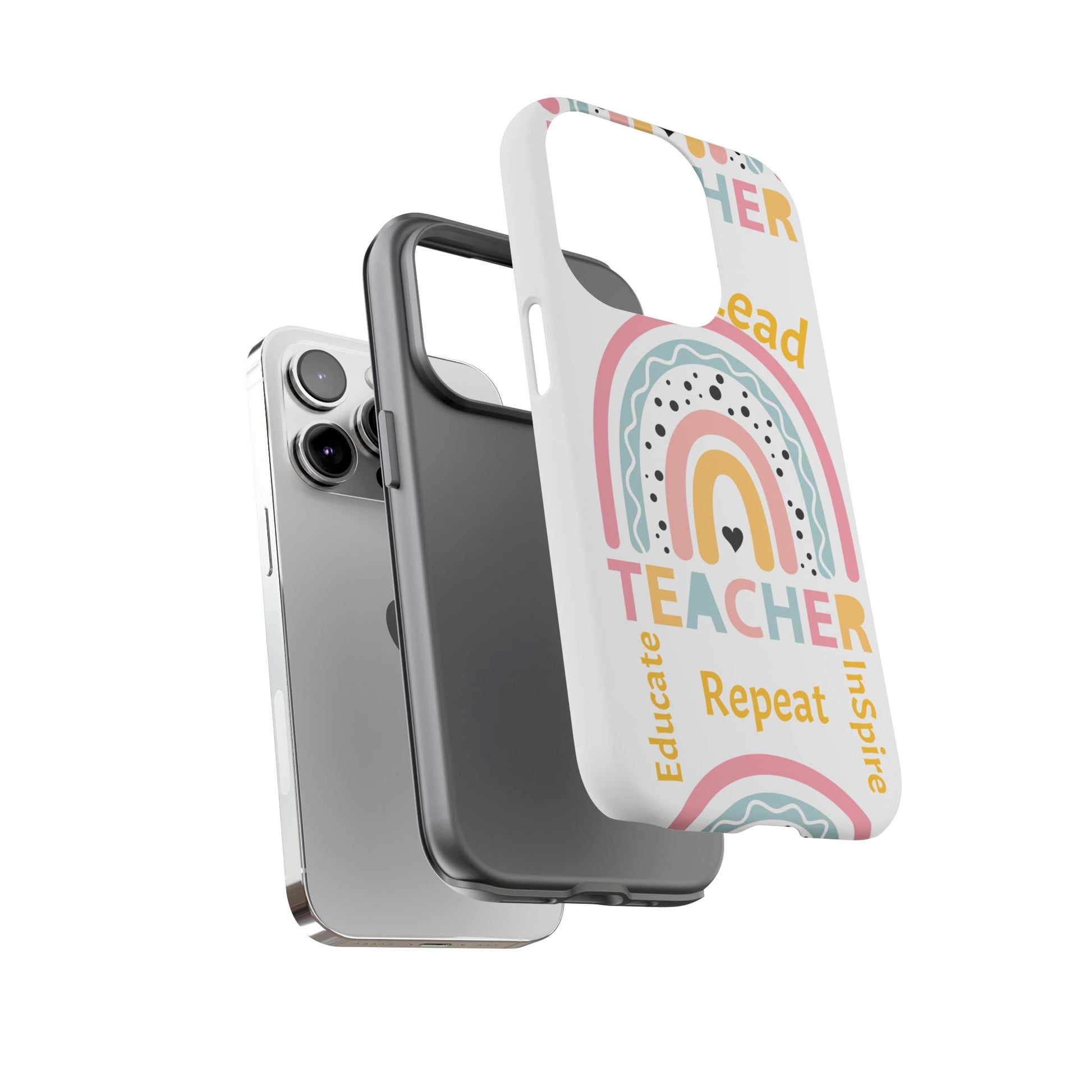 Teacher Phone Case - Inspire, Lead, Educate - Cute Rainbow Design, Teacher Gift image 4