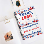 Texas theme inspired spiral notebook with red, white, and blue star design and metal binding