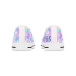 Women's low top sneakers with pastel mermaid print and white soles, breathable canvas, and comfortable design