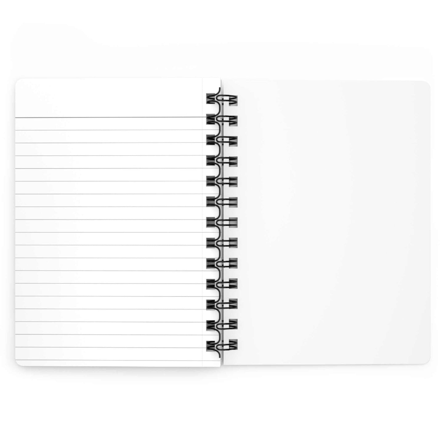 Open autumn-inspired spiral bound journal showing lined and blank pages for writing and sketching