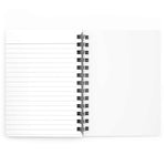 Open autumn-inspired spiral bound journal showing lined and blank pages for writing and sketching