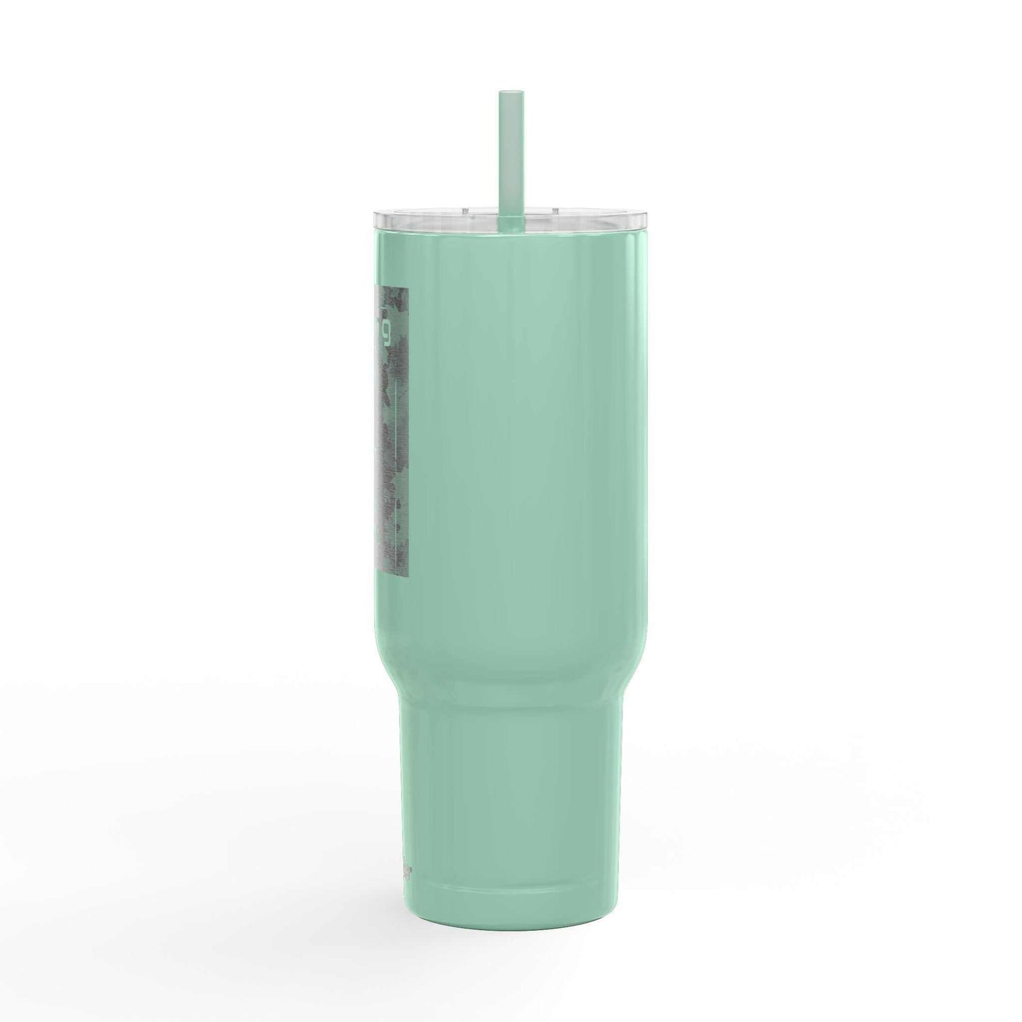 Cozy Vibes Insulated Tumbler 40oz mint green travel mug with straw and spill-resistant lid