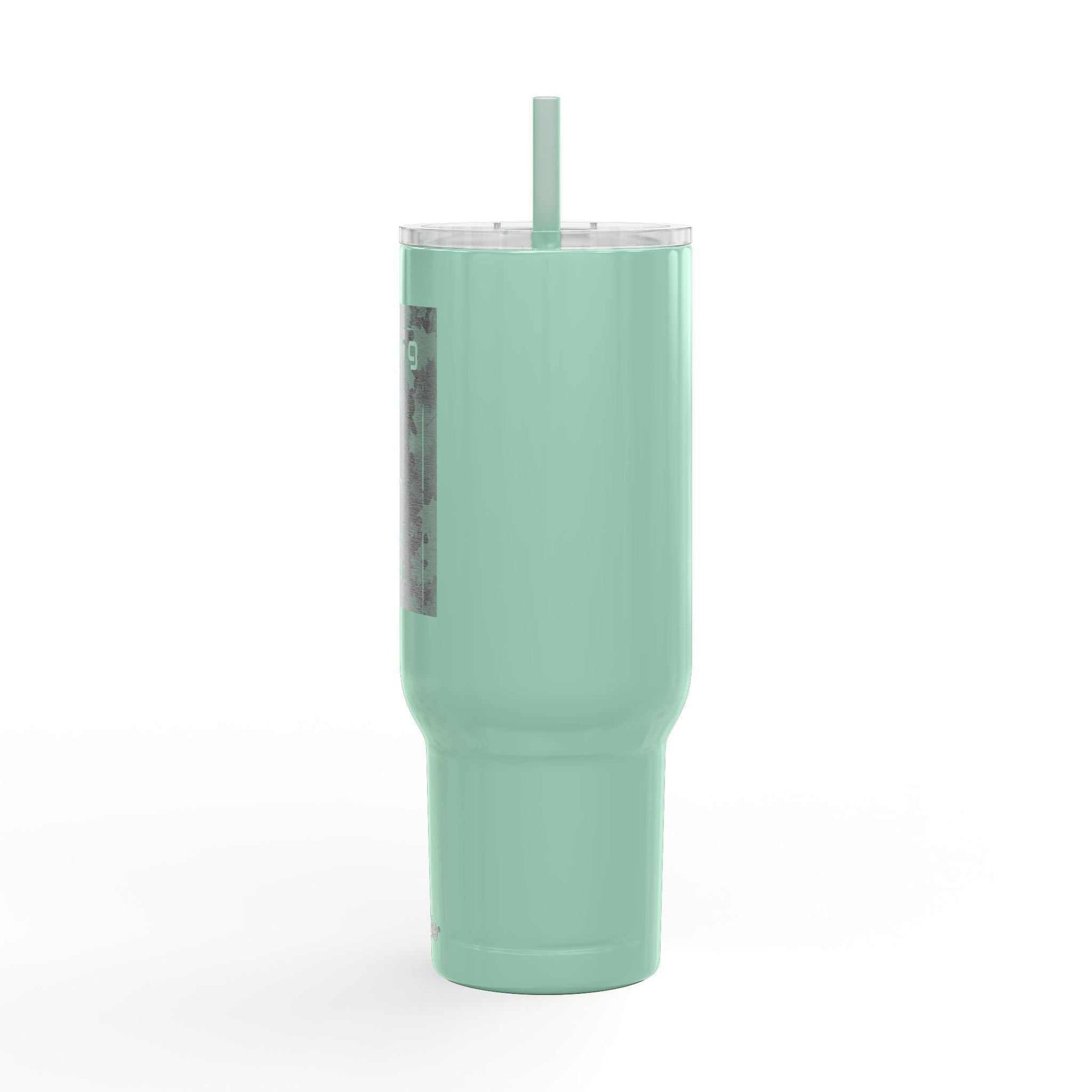 Cozy Vibes Insulated Tumbler 40oz mint green travel mug with straw and spill-resistant lid