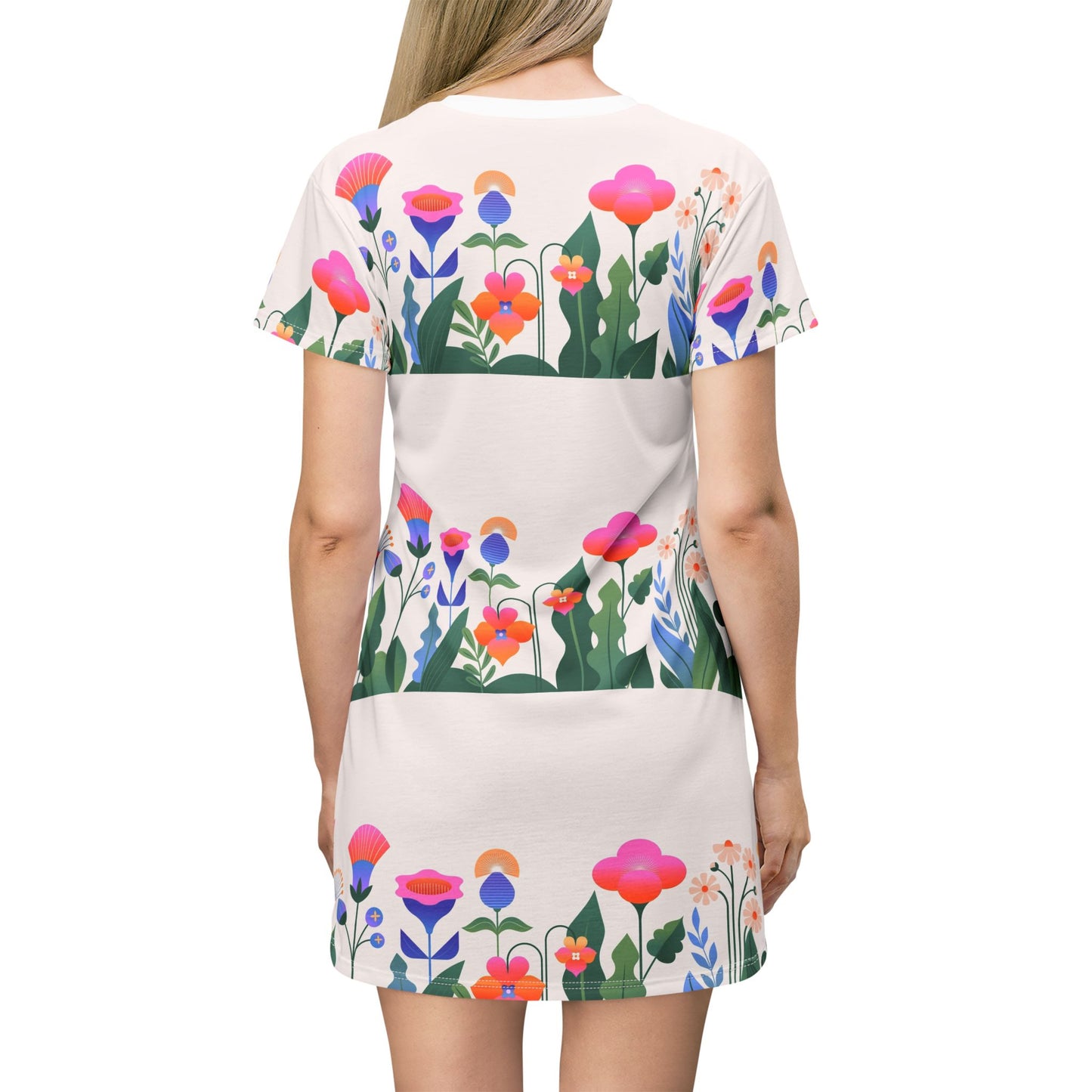 Floral Garden T-Shirt Dress, Comfortable Casual Wear, Summer Dress, Gift for her image 1