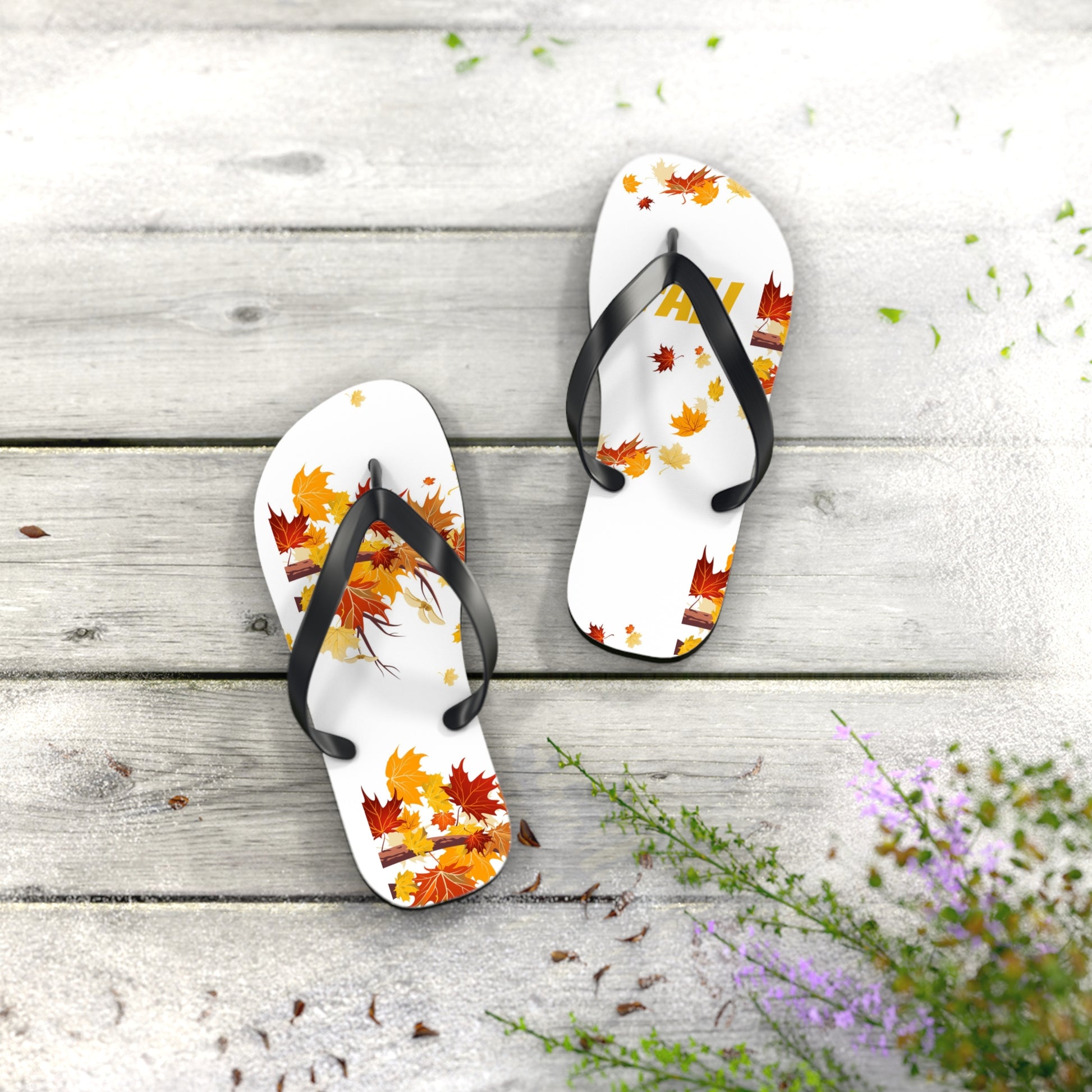 Autumn Leaf Flip Flops | Seasonal Sandals, Fall Footwear, Beach Accessories image 0