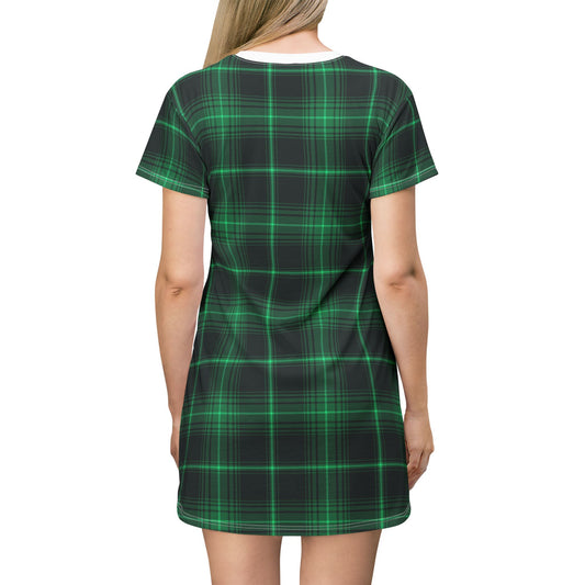 Plaid Pattern T-Shirt Dress, Casual Summer Dress, Everyday Wear image 1