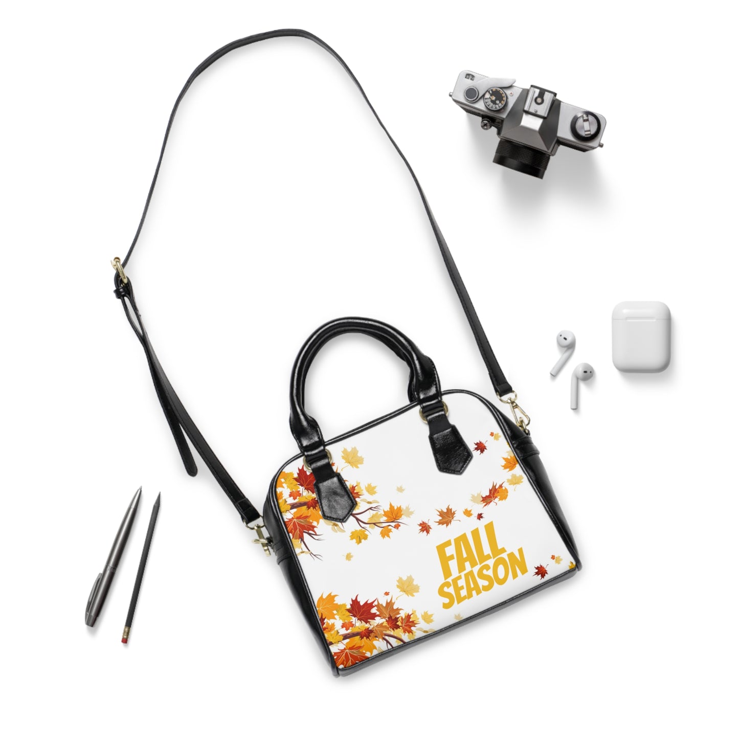 Vibrant Leaves Print Shoulder Handbag, Trendy & Perfect For Fall, Gift for Her  image 1