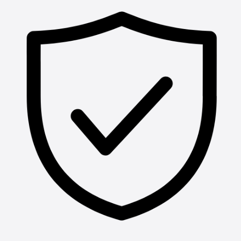 Shield icon with checkmark representing shipping protection against loss, theft, or damage